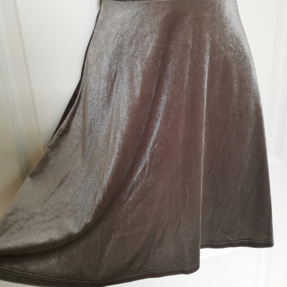 Party Dress Grey velvet Stretch Skater fit & flare - Picture 6 of 8